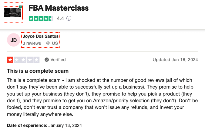 the fba startup review The FBA Masterclass Negative reviews online Screenshot 2024 02 25 at 7.48.41 am